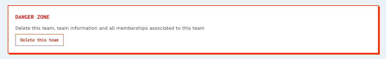 Delete team Delete team